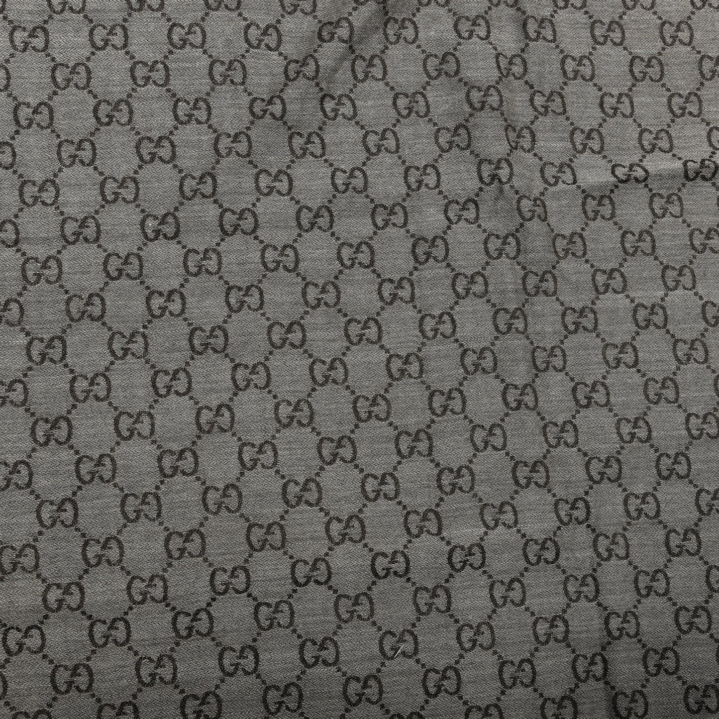 Wool Silk Monogram GGWeb Fringe Shawl Black Medium Grey