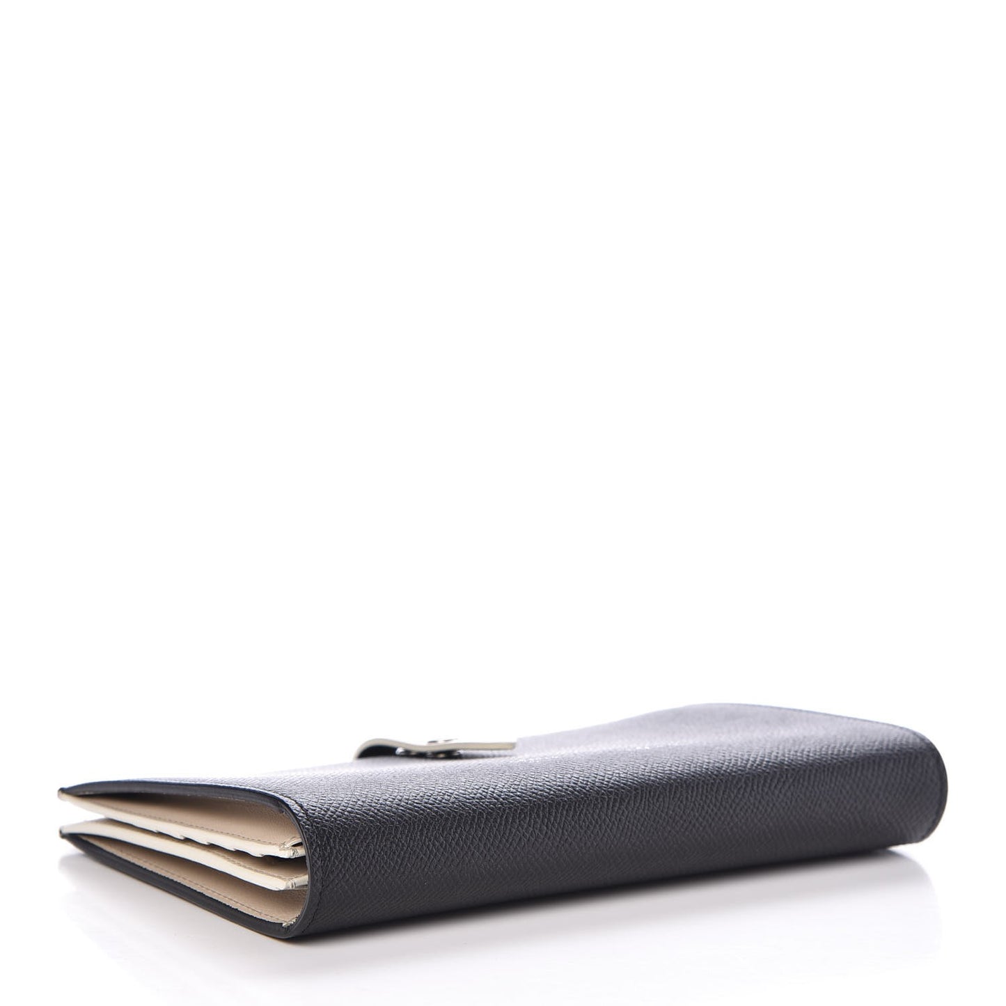 Grained Calfskin Large Multifunction Strap Wallet Black Chalk