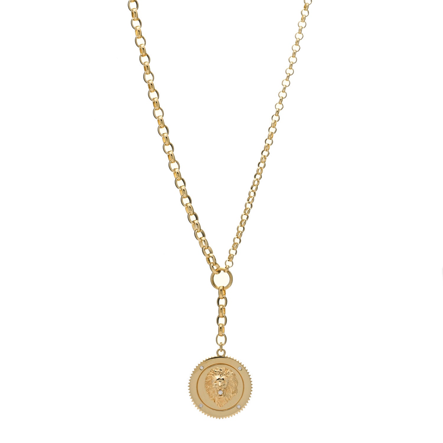 Foundrae 18K Yellow Gold Large Strength Medallion Heavy Mixed Belcher Extension Chain Necklace 1 of 3