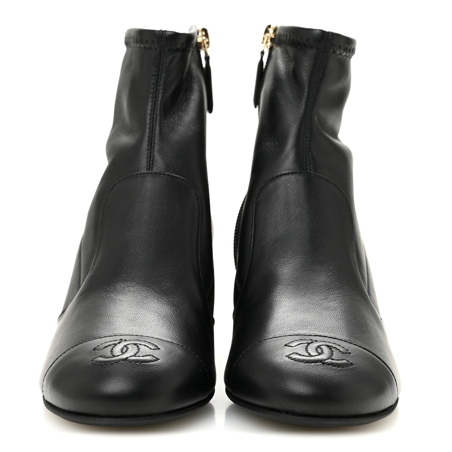 Chanel Stretch Lambskin Cap Toe CC Uniform Short Boots 36 Black 3 of 10