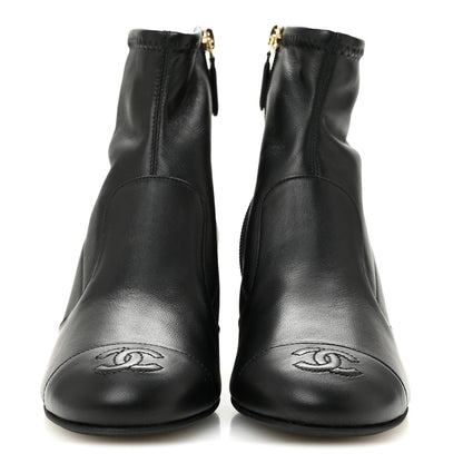 Chanel Stretch Lambskin Cap Toe CC Uniform Short Boots 36 Black 3 of 10