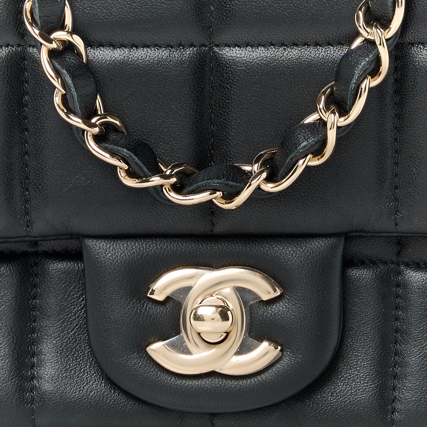 Chanel Lambskin Resin Crystal Square Quilted Mini Monacoco Flap Black 9 of 12