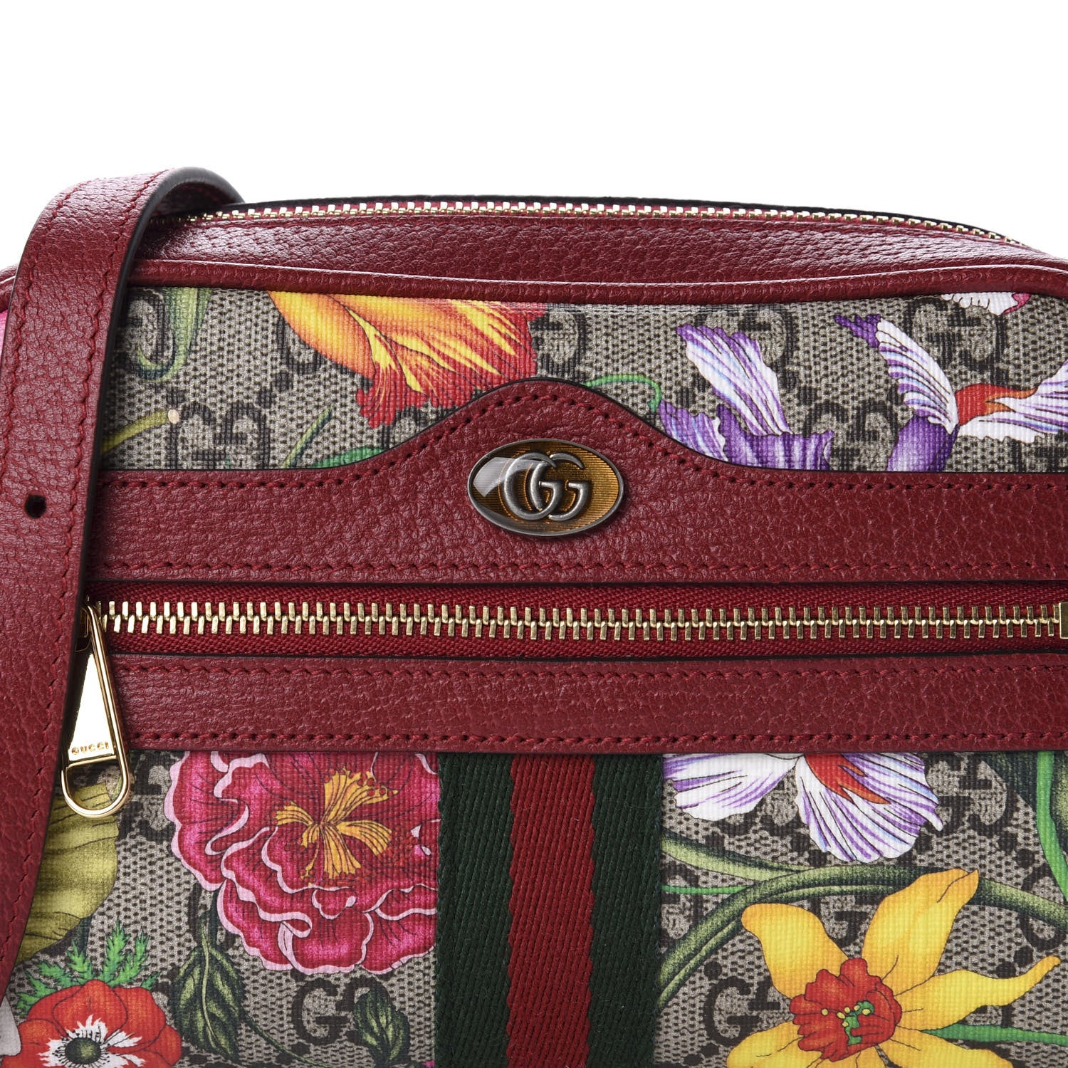 Gucci GG Supreme Monogram Flora Web Mini Ophidia Shoulder Bag Red 10 of 10
