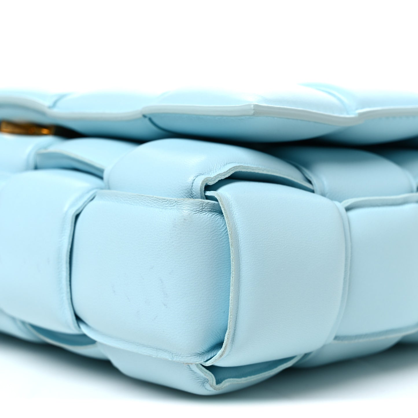 Nappa Maxi Intreccio Padded Cassette Crossbody Bag Ice