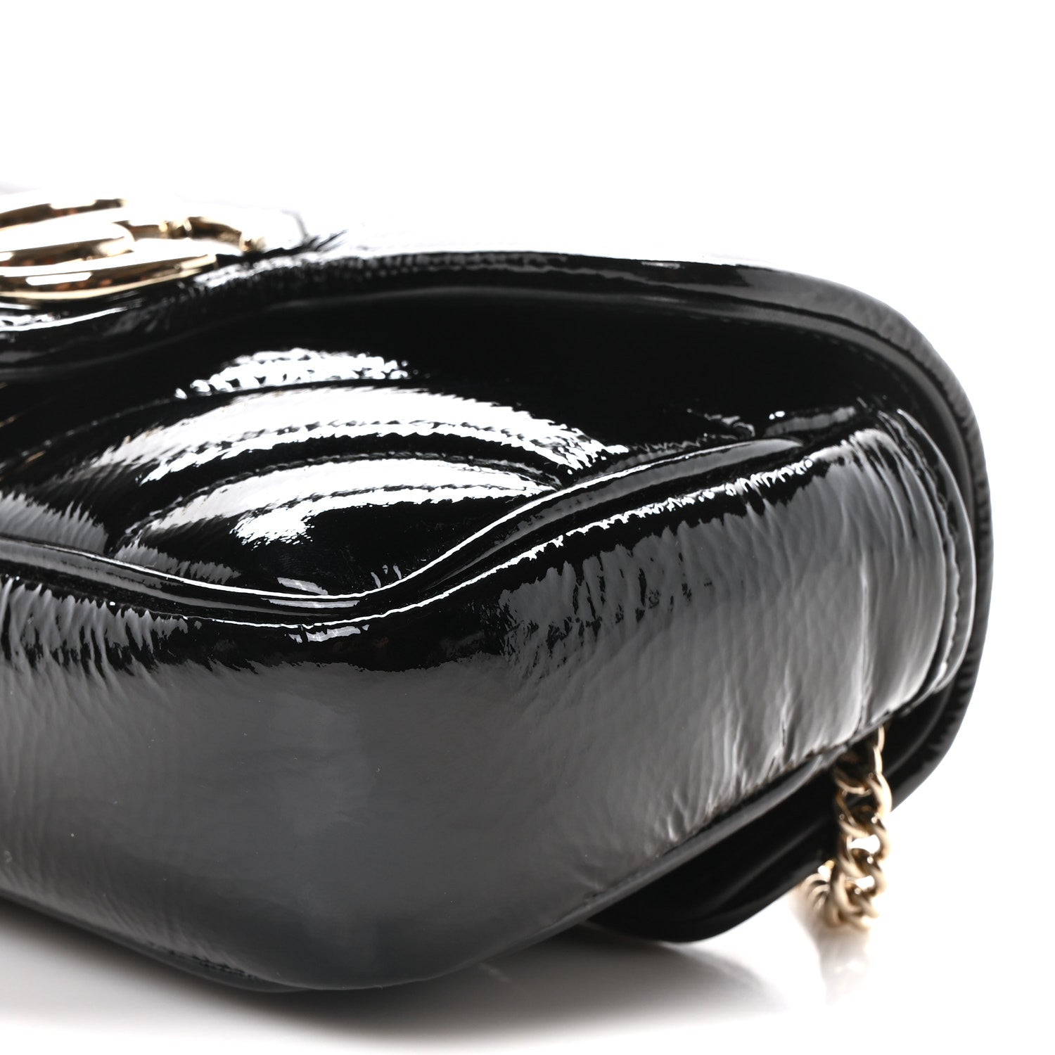 Gucci Patent Lambskin Matelasse Super Mini GG Marmont Shoulder Bag Black 9 of 9