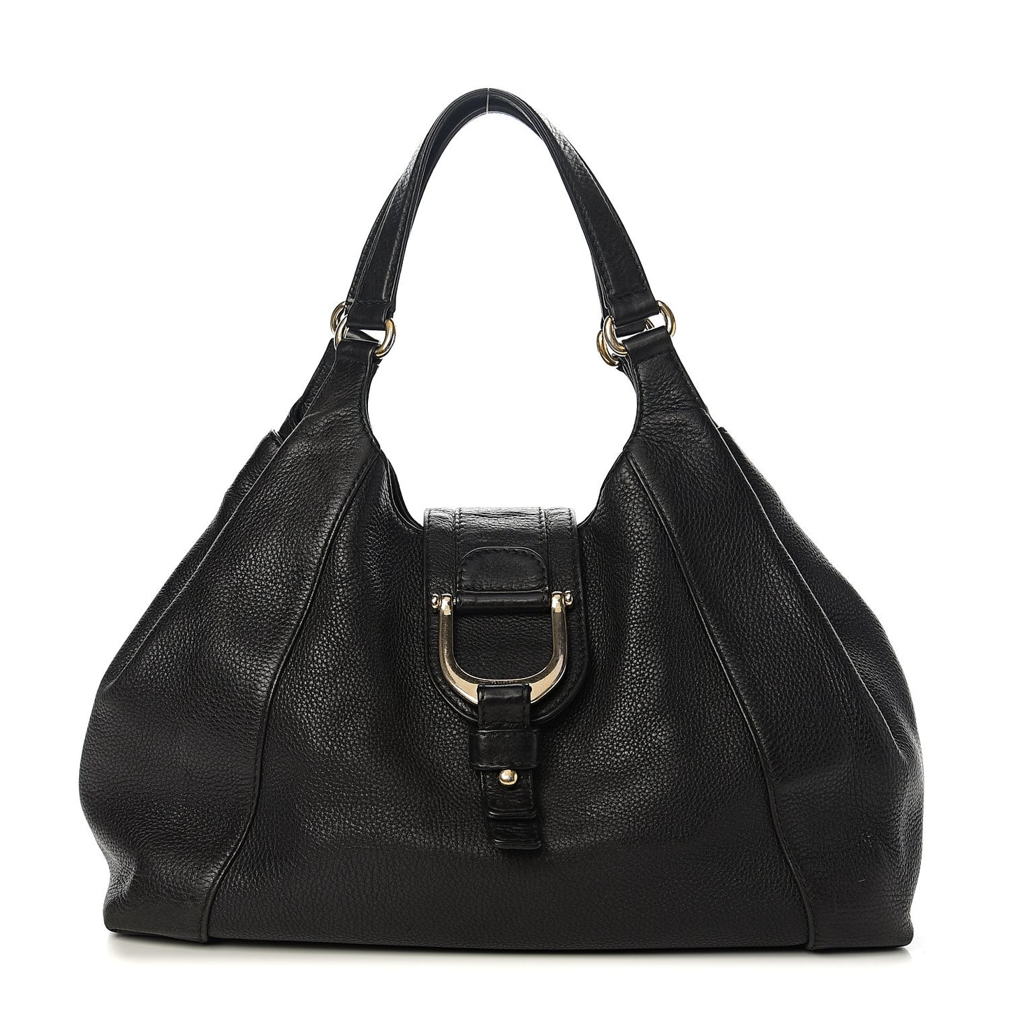 Pebbled Calfskin Medium Greenwich Shoulder Bag Black