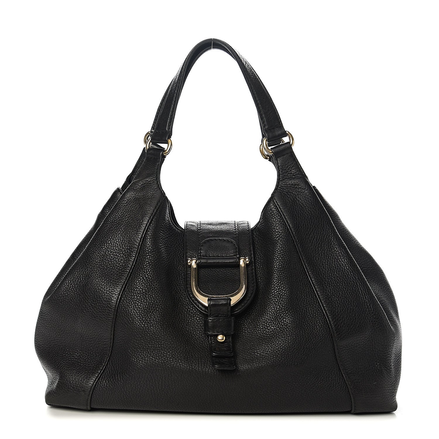 Gucci Pebbled Calfskin Medium Greenwich Shoulder Bag Black 1 of 10