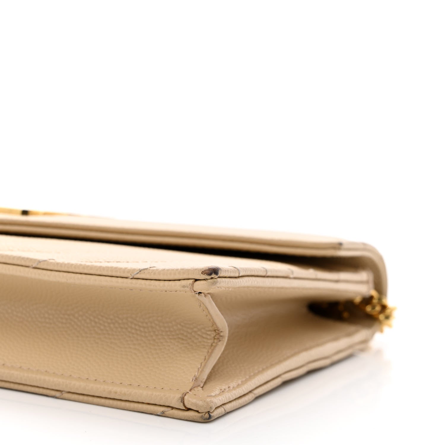 Saint Laurent Grain De Poudre Matelasse Chevron Monogram Envelope Chain Wallet Nude Powder 11 of 13