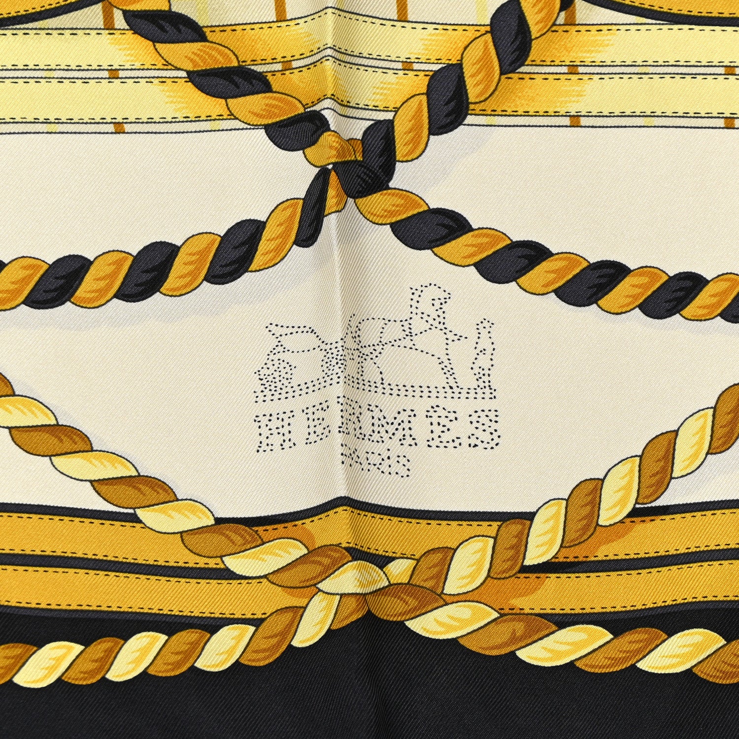 Hermes Silk Grande Tenue Scarf Wash 90 Black Cream Gold 2 of 4
