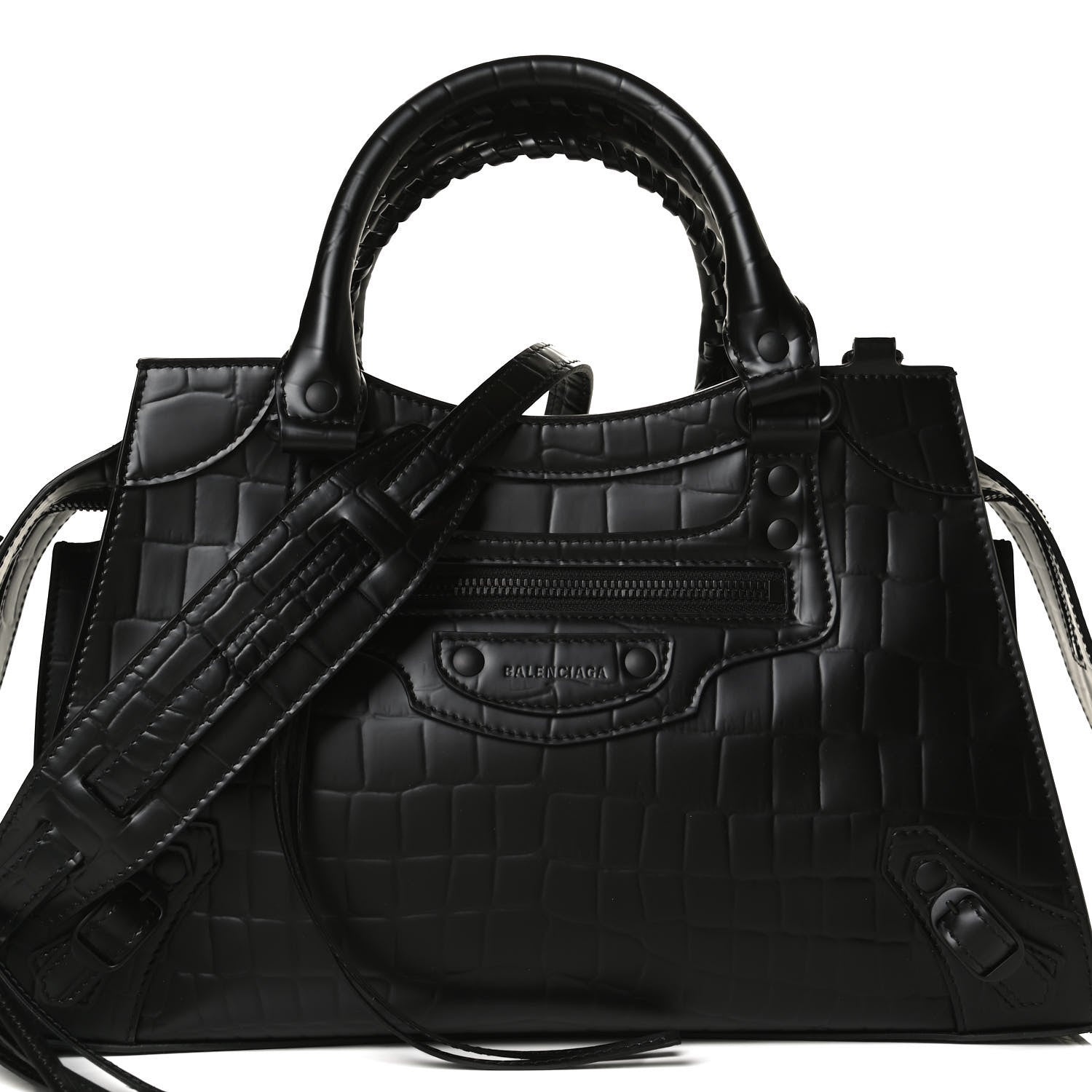 Balenciaga Semi Shiny Calfskin Crocodile Embossed Neo Classic Black Hardware S City Black 8 of 14