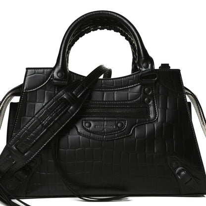 Balenciaga Semi Shiny Calfskin Crocodile Embossed Neo Classic Black Hardware S City Black 8 of 14