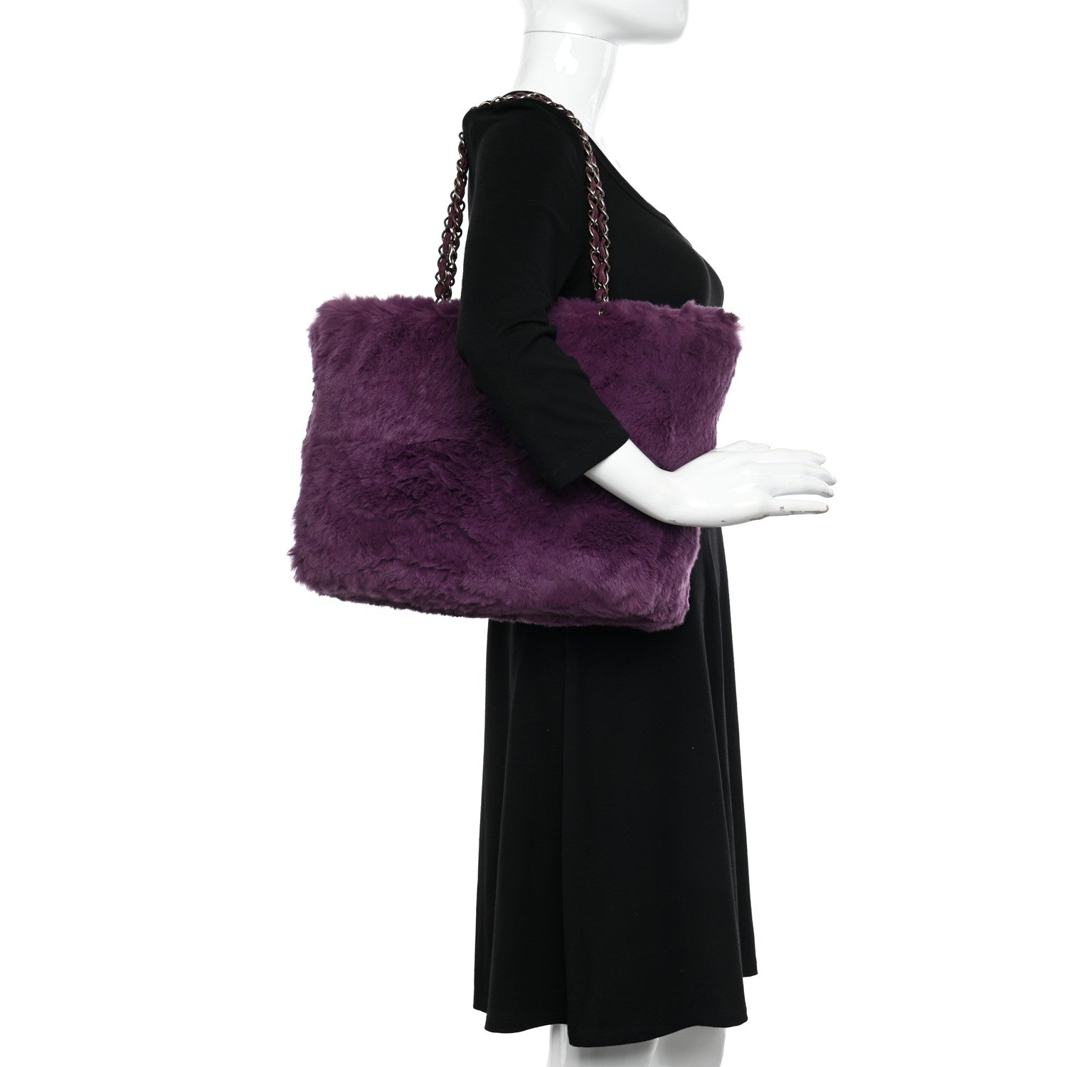 Chanel Rabbit Fur Shoulder Bag Dark Purple 2 of 11
