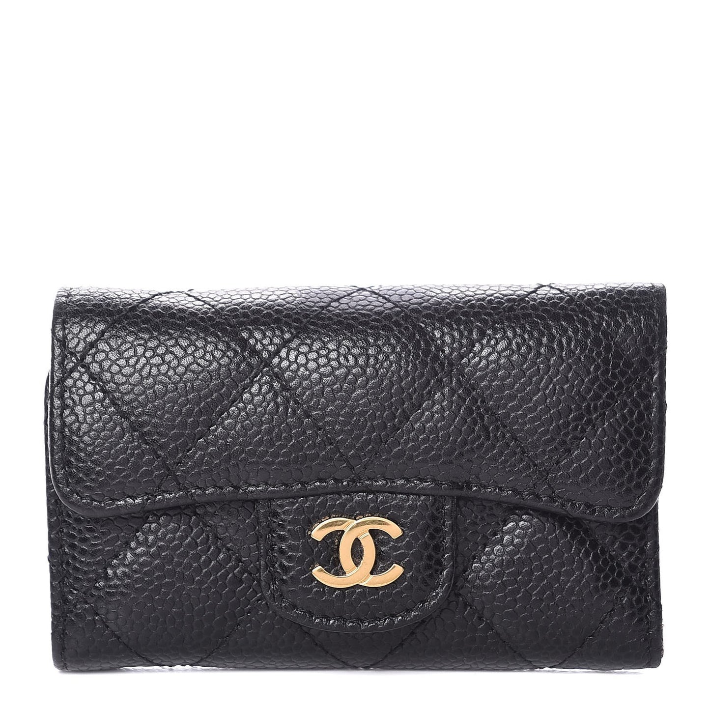 Caviar Quilted 6 Key Holder Black