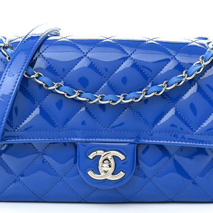 Chanel Patent Quilted Large Coco Shine Flap Blue 8 of 11