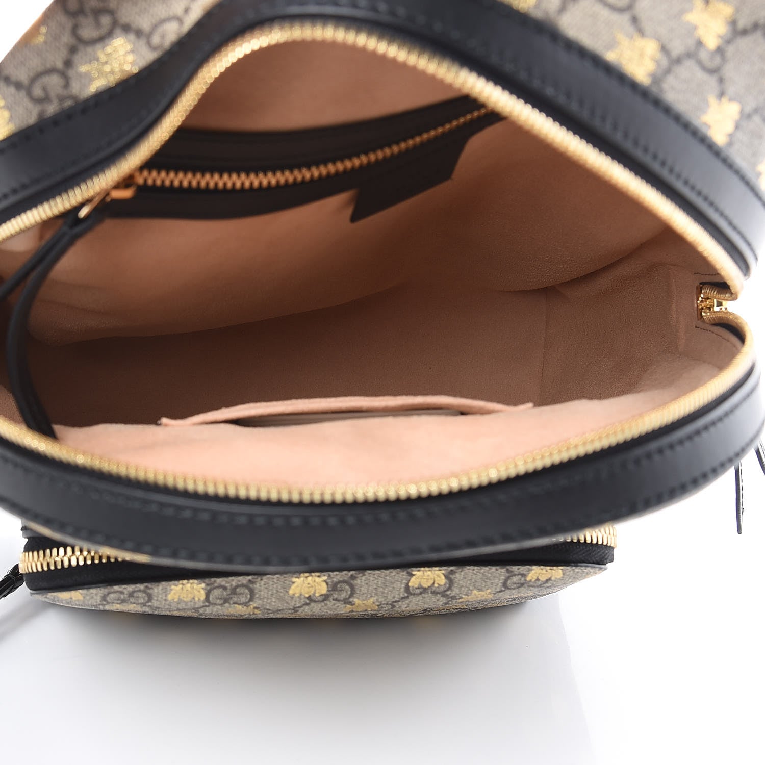 Gucci GG Supreme Monogram Bees Print Small Day Backpack Beige Oro Black 5 of 11