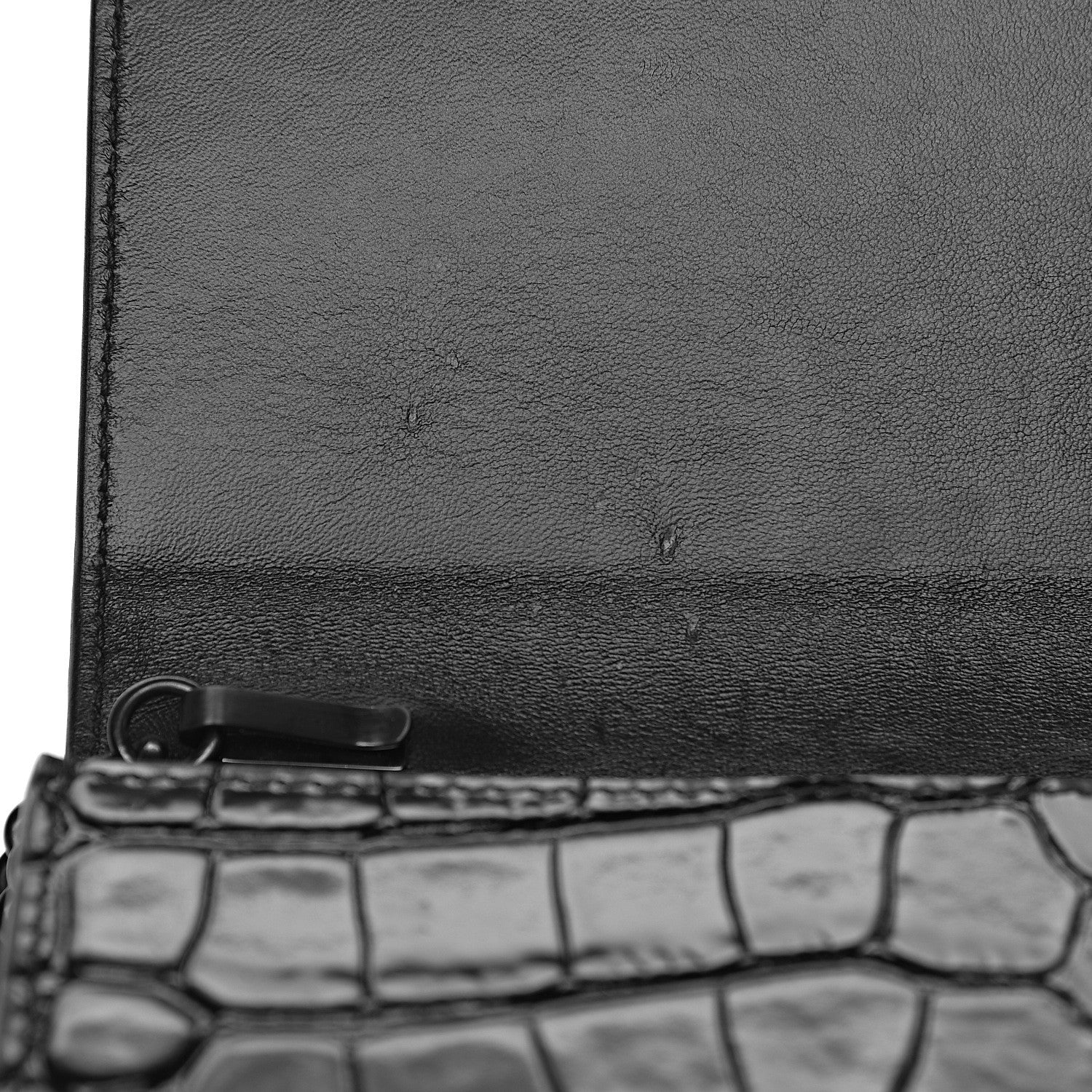 Balenciaga Shiny Calfskin Crocodile Embossed BB Phone Holder Wallet On Chain Black 7 of 11
