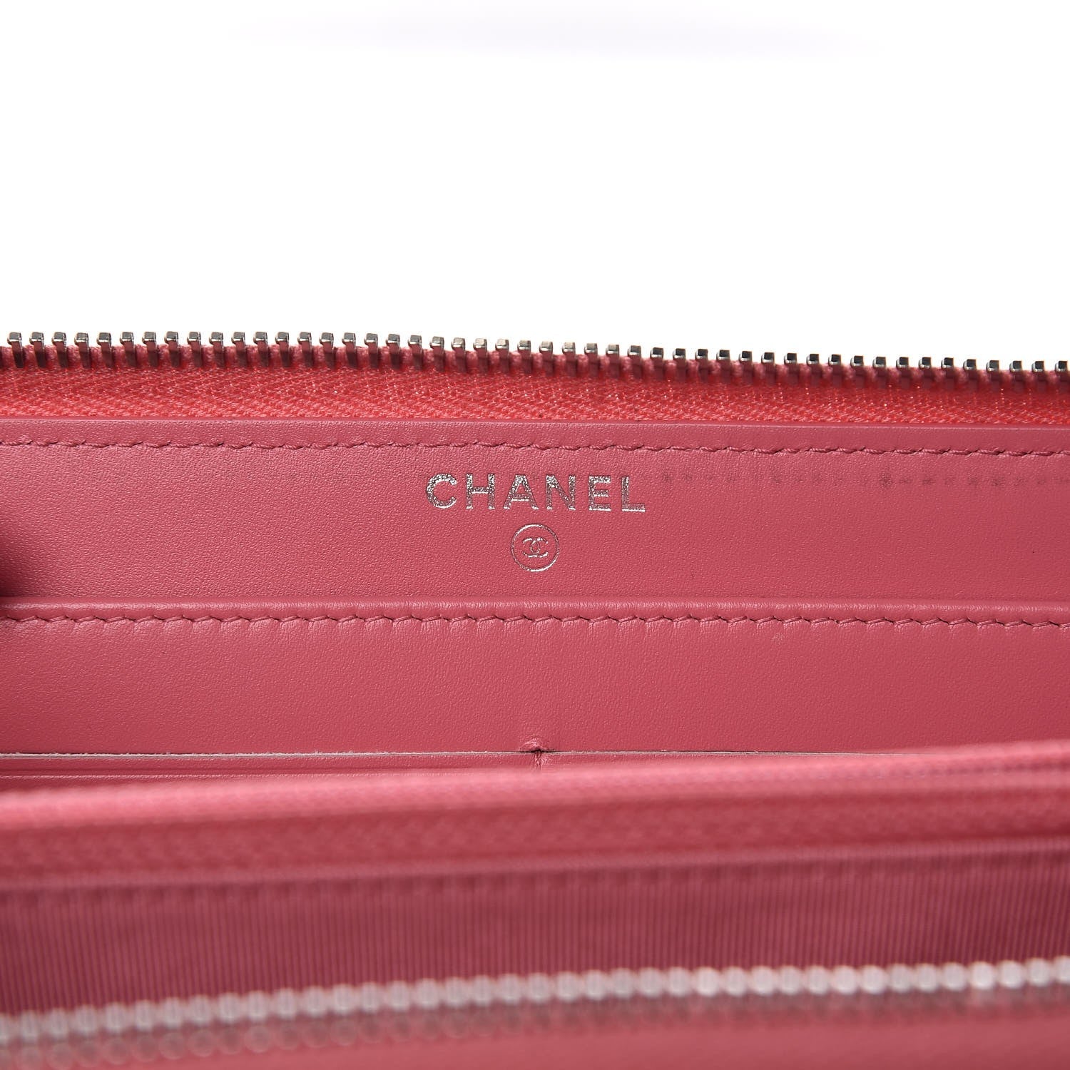 Chanel Caviar Chevron Large Gusset Zip Around Wallet Pink 6 of 11