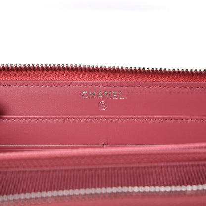 Chanel Caviar Chevron Large Gusset Zip Around Wallet Pink 6 of 11