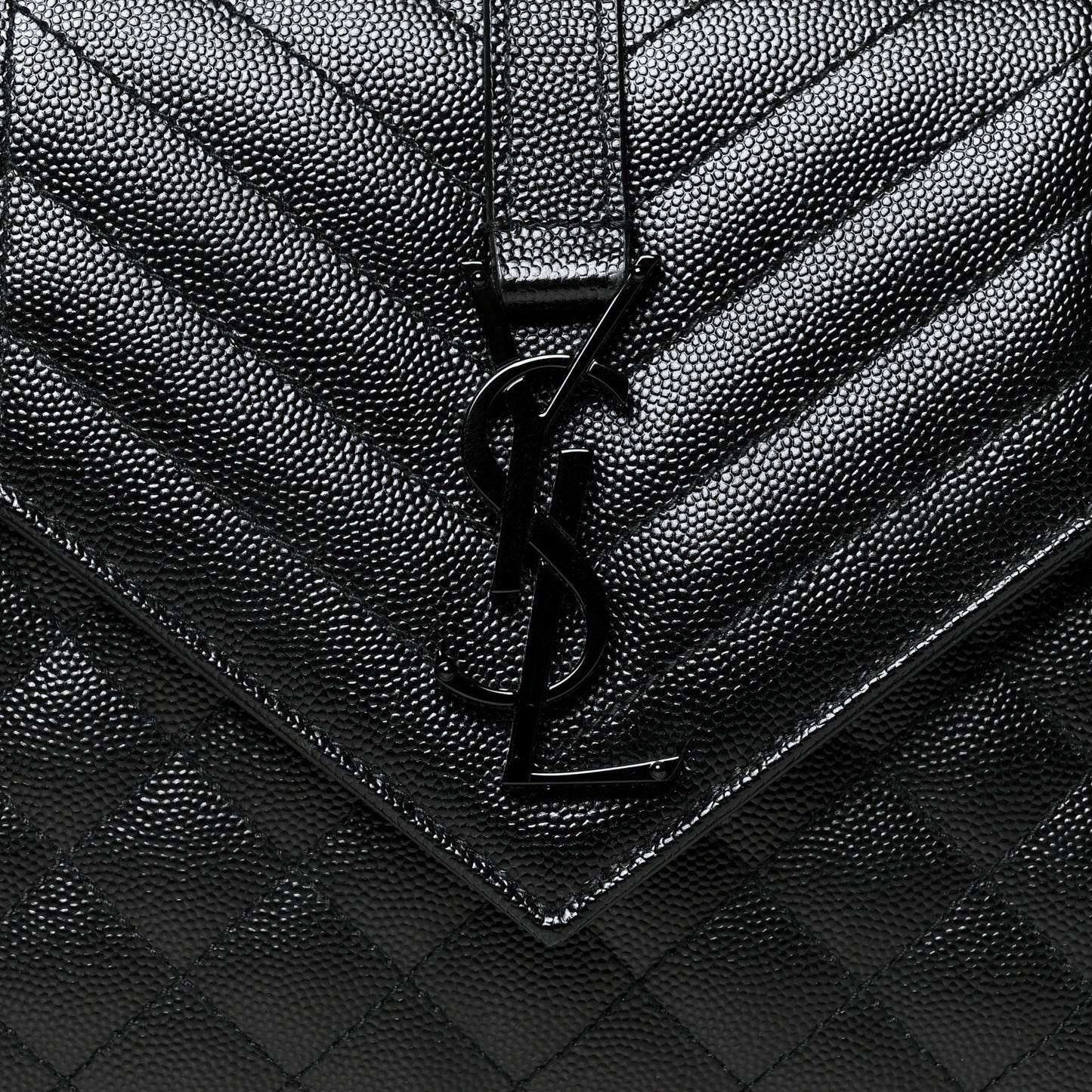 Grain De Poudre Textured Mixed Matelasse Triquilt Medium Monogram Satchel Black