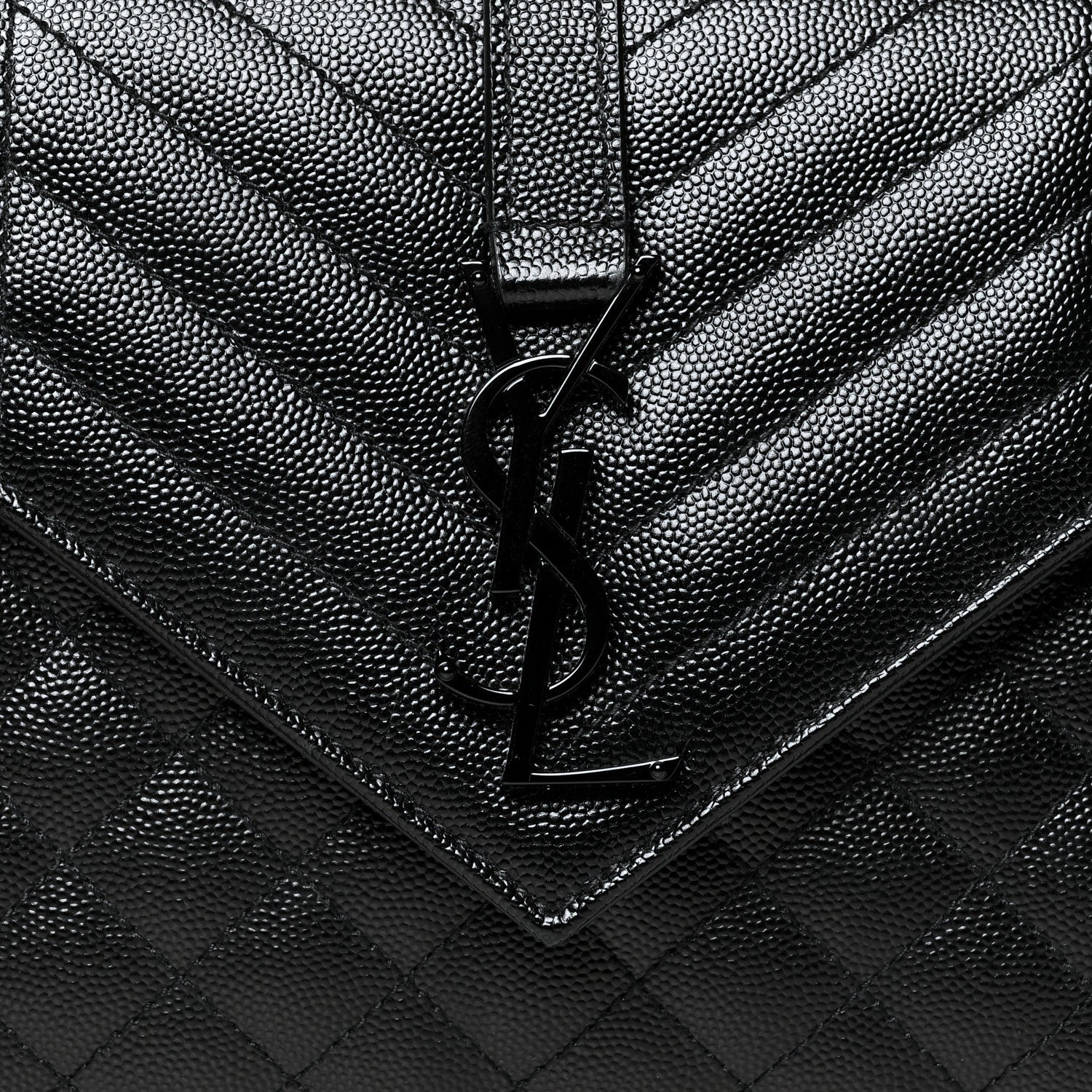 Saint Laurent Grain De Poudre Textured Mixed Matelasse Triquilt Medium Monogram Satchel Black 8 of 10
