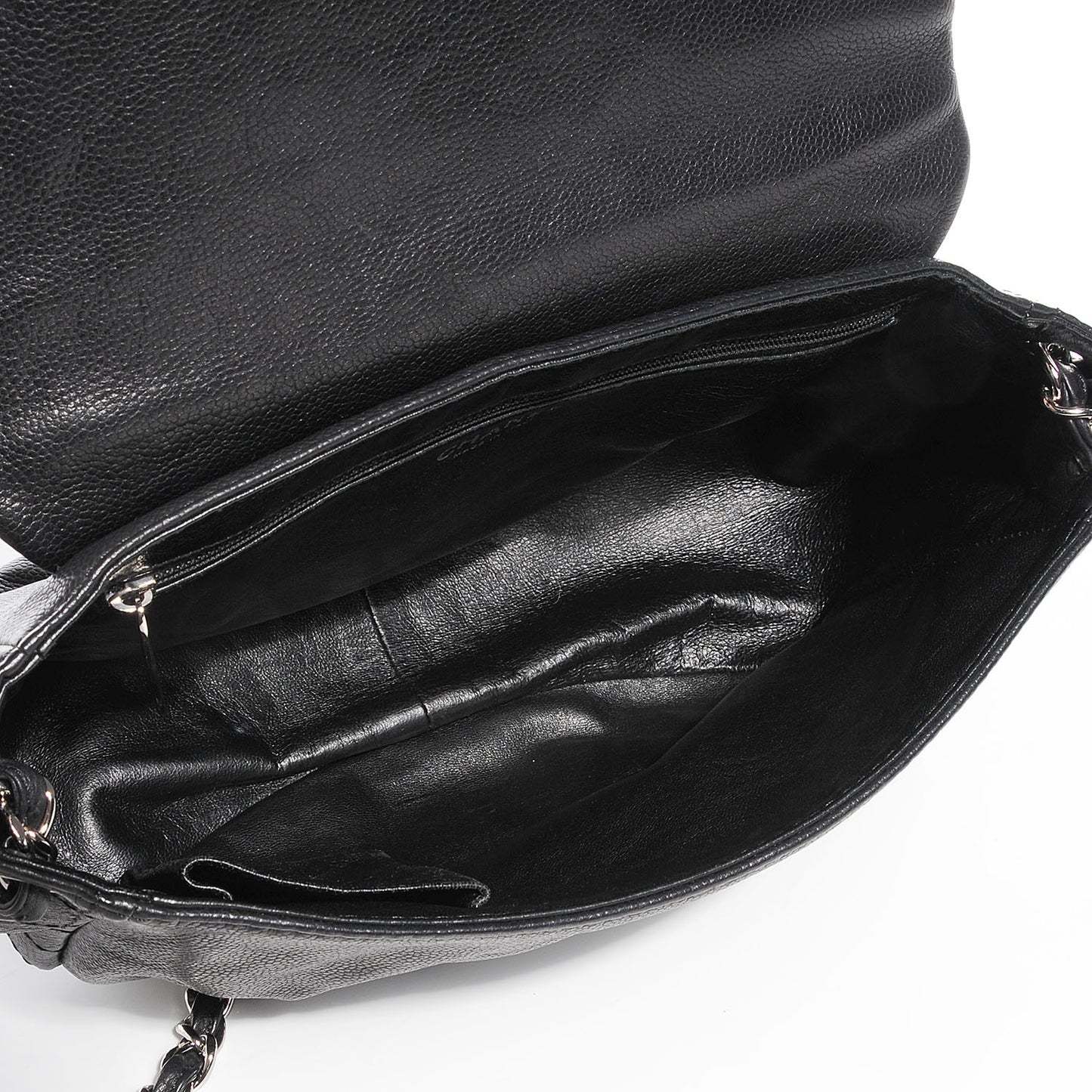 Caviar Half Moon Large Flap Black