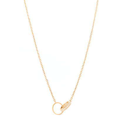 Cartier 18K Pink Gold Diamond Interlocking LOVE Necklace 1 of 8