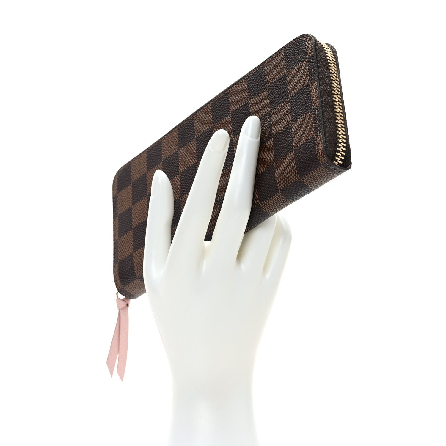 Louis Vuitton Damier Ebene Clemence Wallet Rose Ballerine 2 of 7