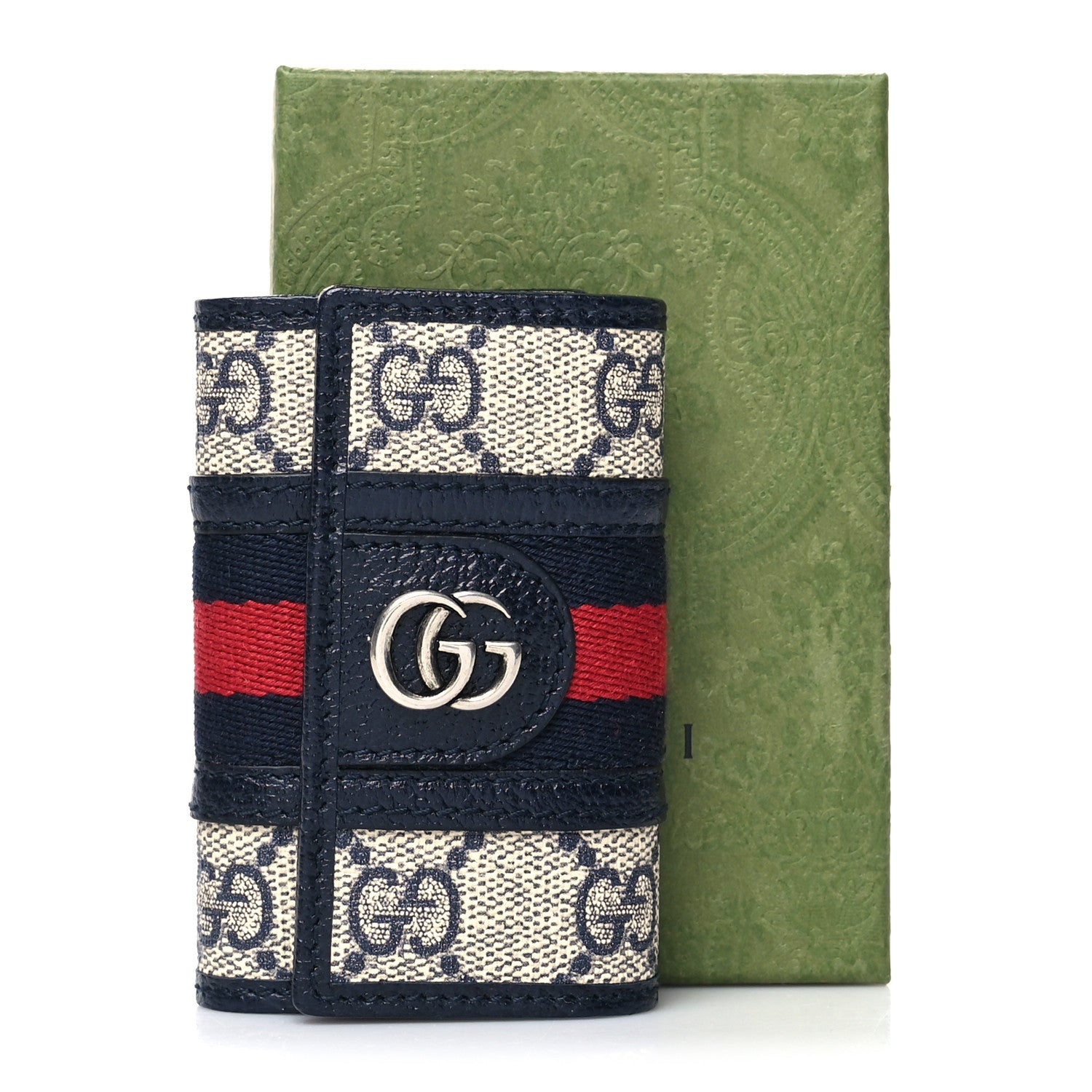 Gucci GG Supreme Monogram Web Ophidia 6 Key Holder Case Beige Blue 8 of 8