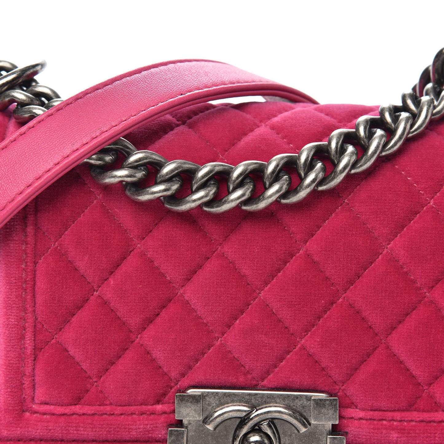 Velvet Quilted Small Boy Flap Pink