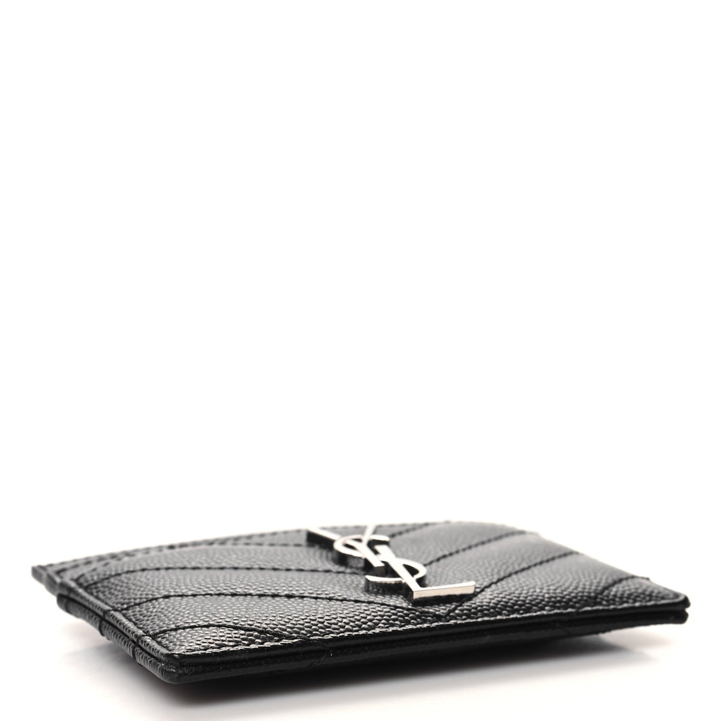 Grain De Poudre Matelasse Chevron Monogram Credit Card Case Black