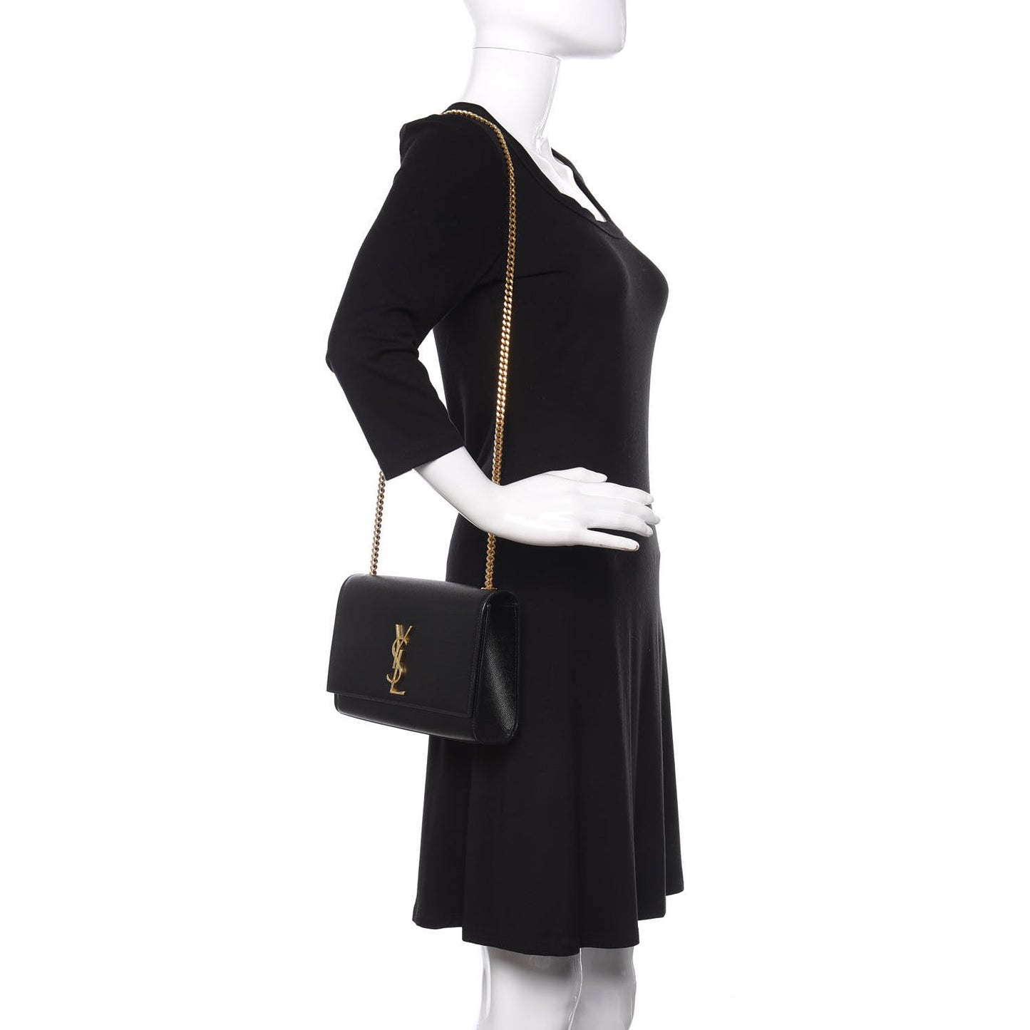 Grain De Poudre Medium Classic Monogram Kate Satchel Black