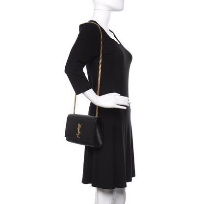 Saint Laurent Grain De Poudre Medium Classic Monogram Kate Satchel Black 2 of 9