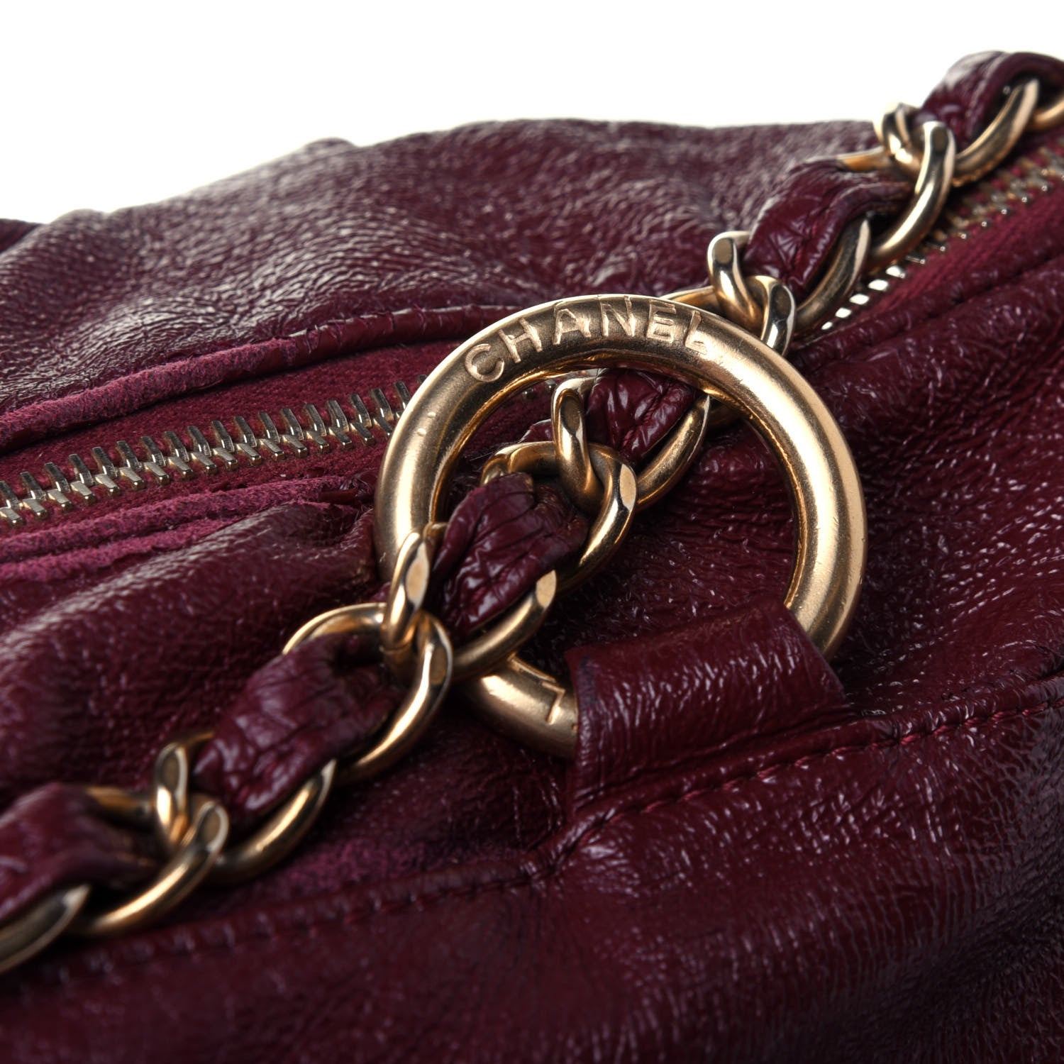 Chanel Vinyl Medium Rock and Chain Bowler Bordeaux 9 of 12