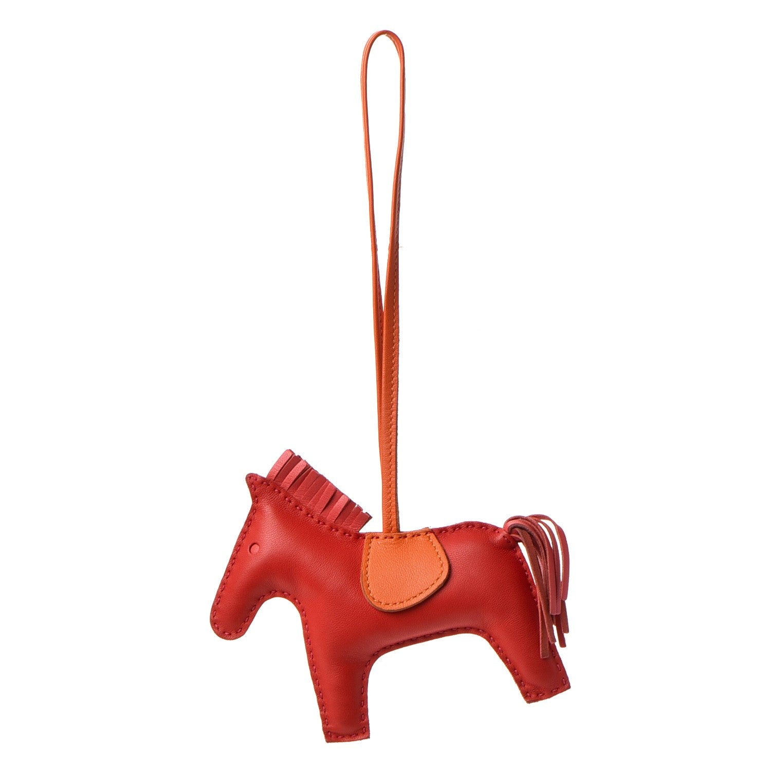 Hermes Milo Lambskin Grigri Rodeo Horse Bag Charm MM Rouge Rose Indien Jaipur Feu 1 of 3