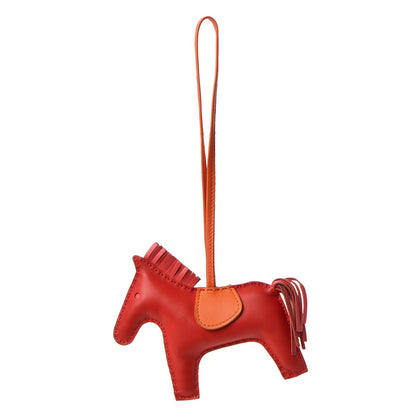 Hermes Milo Lambskin Grigri Rodeo Horse Bag Charm MM Rouge Rose Indien Jaipur Feu 1 of 3