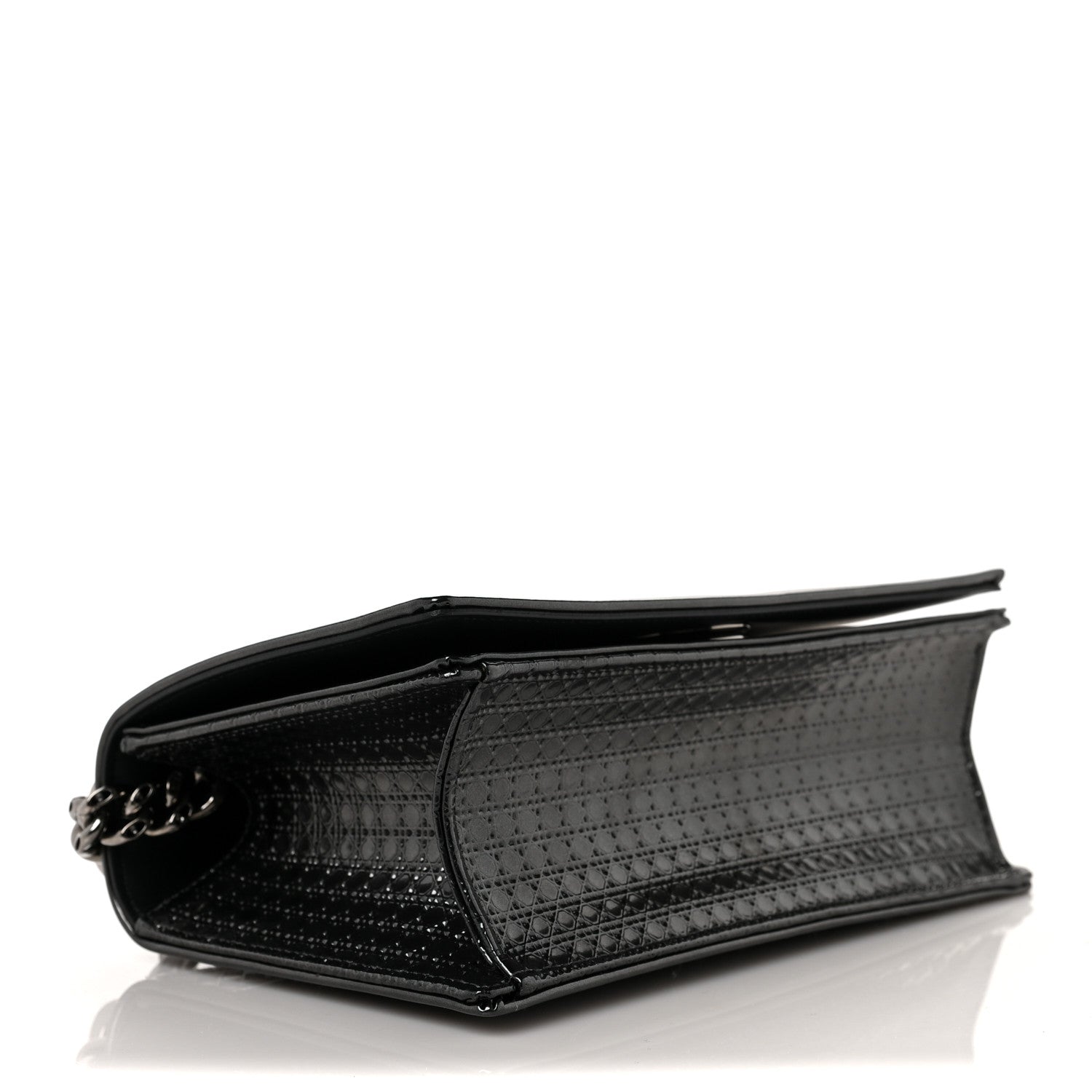 Christian Dior Metallic Patent Micro-Cannage Small Diorama Flap Bag Onyx Black 4 of 10