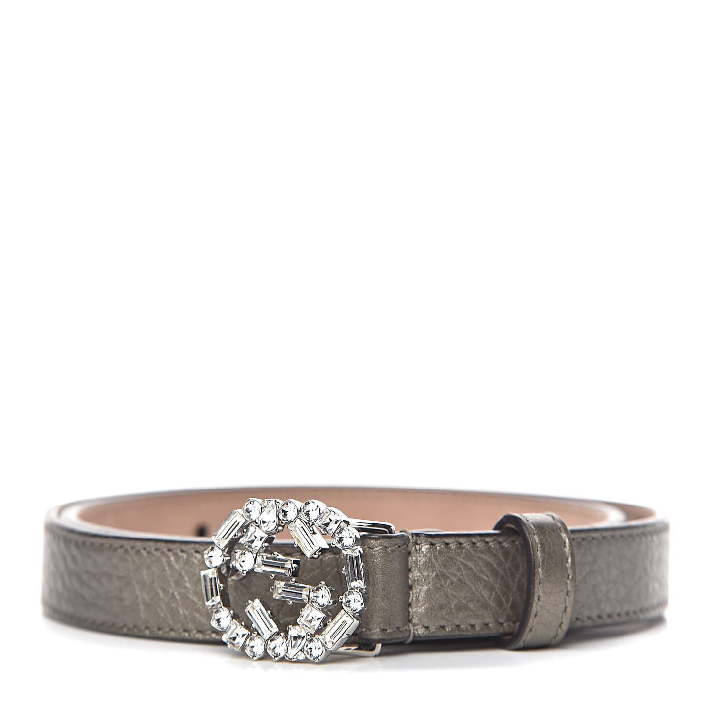 Metallic Calfskin Crystal Interlocking G Belt 70 28 Sasso