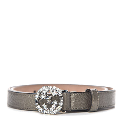 Gucci Metallic Calfskin Crystal Interlocking G Belt 70 28 Sasso 1 of 6