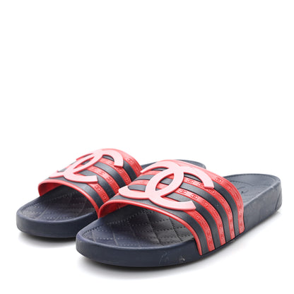 Chanel Rubber CC Flat Slide Sandals 36 Pink Red 4 of 9