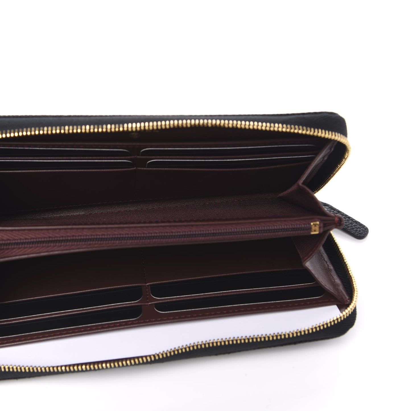 Caviar Quilted Large Gusset Zip Around Wallet Black
