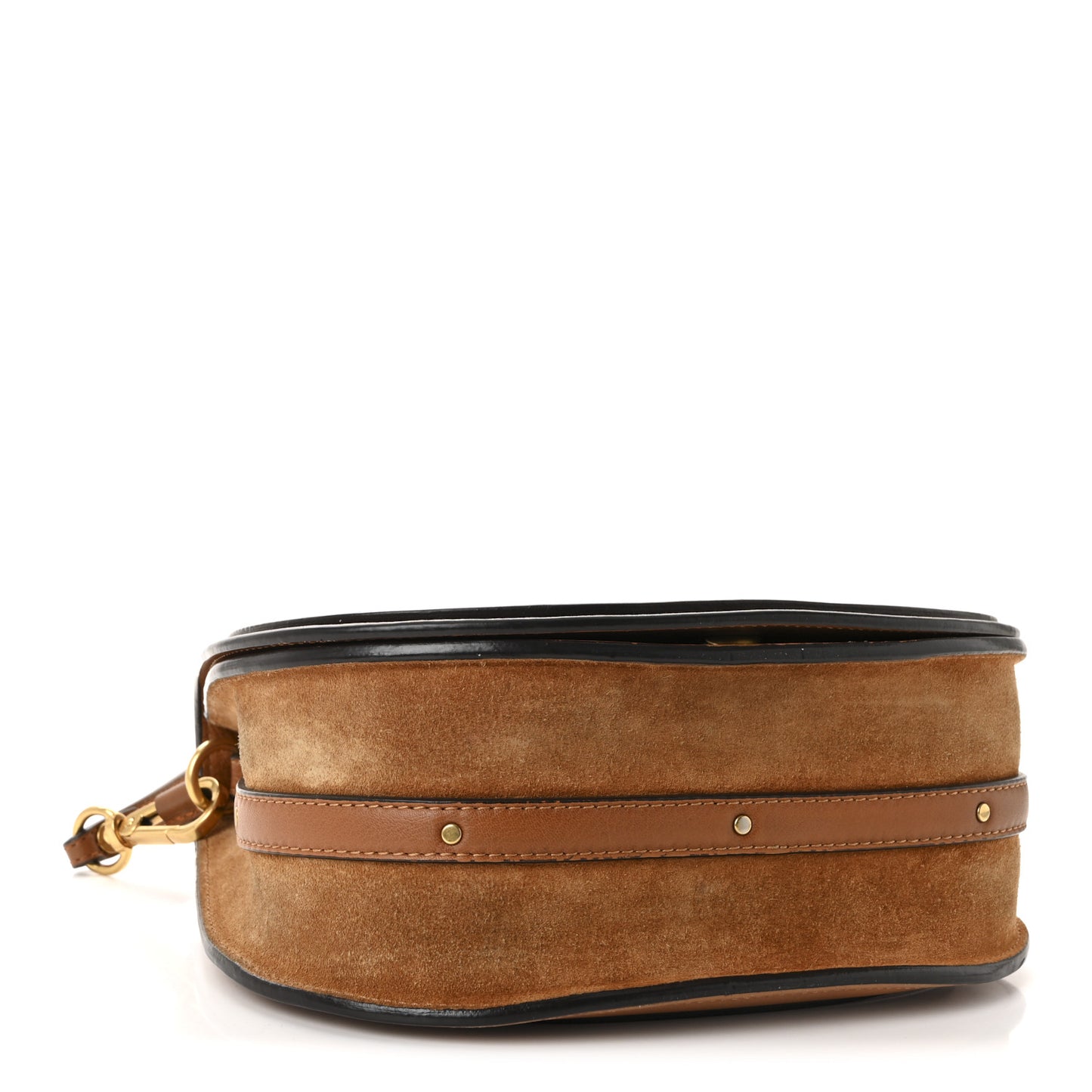 Calfskin Suede Medium Nile Bracelet Bag Caramel
