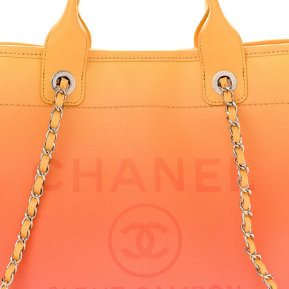 Chanel Shaded Calfskin Small Deauville Tote Orange Coral Pink 9 of 12