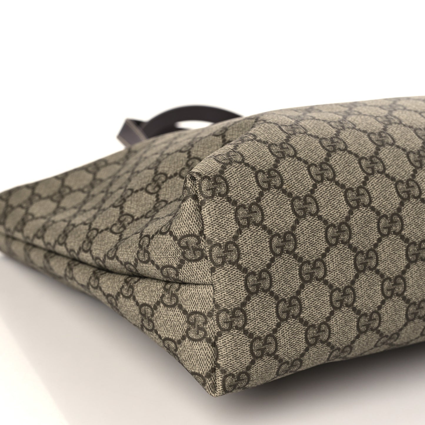 GG Supreme Monogram Medium Zippered Shopping Tote Dark Brown