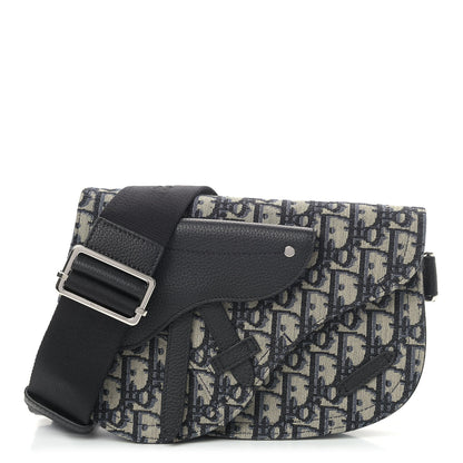Christian Dior Oblique Saddle Messenger Pouch Beige Black 1 of 9