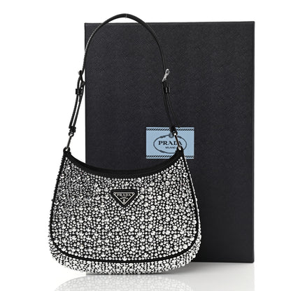 Prada Satin Crystal Cleo Adjustable Strap Shoulder Bag Metal 11 of 11