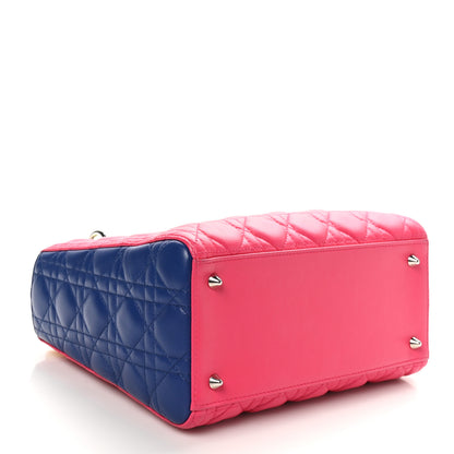 Christian Dior Lambskin Cannage Medium Tri-Color Lady Dior Pink Blue Yellow 4 of 10