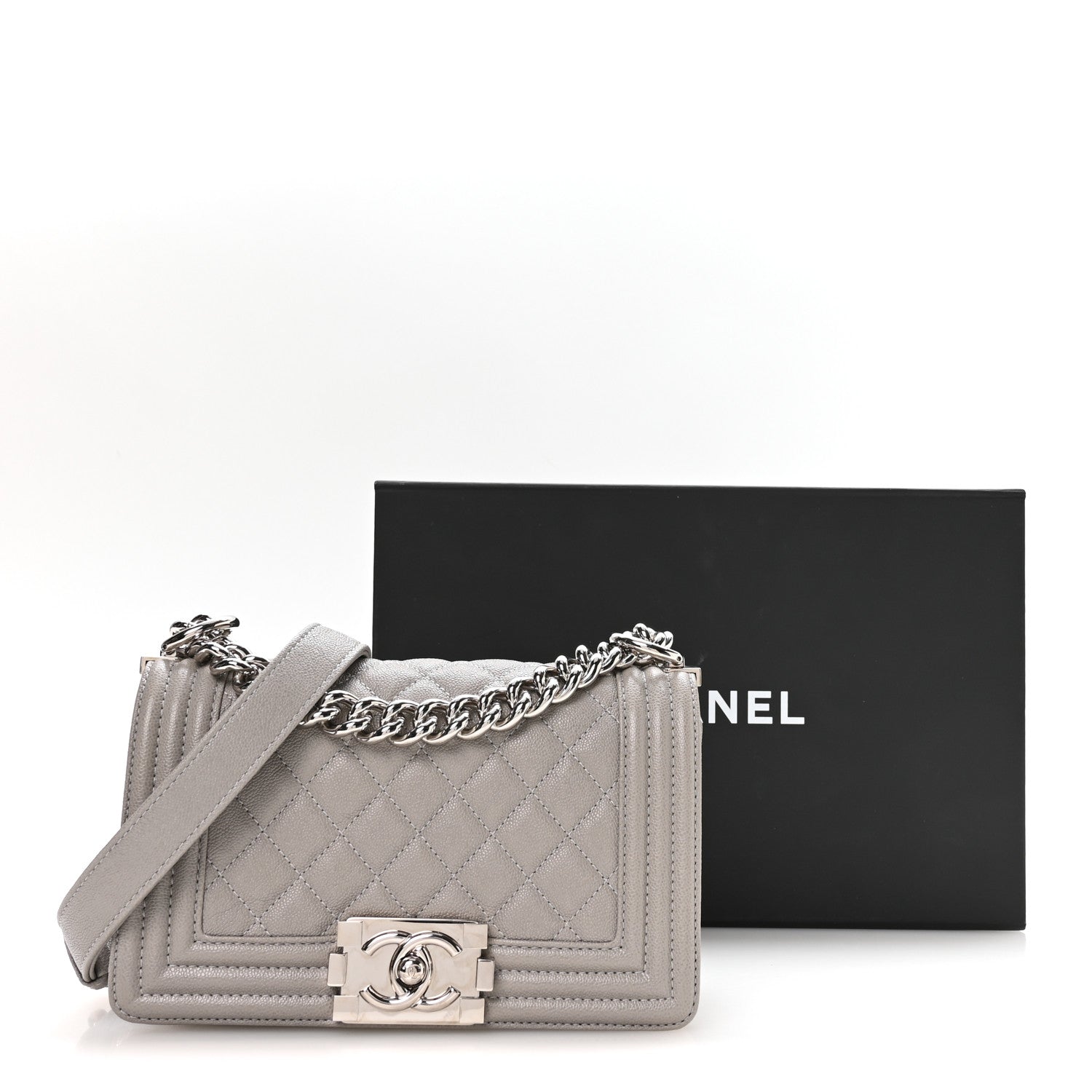 Chanel Caviar Quilted Small Boy Flap Grey 11 of 11