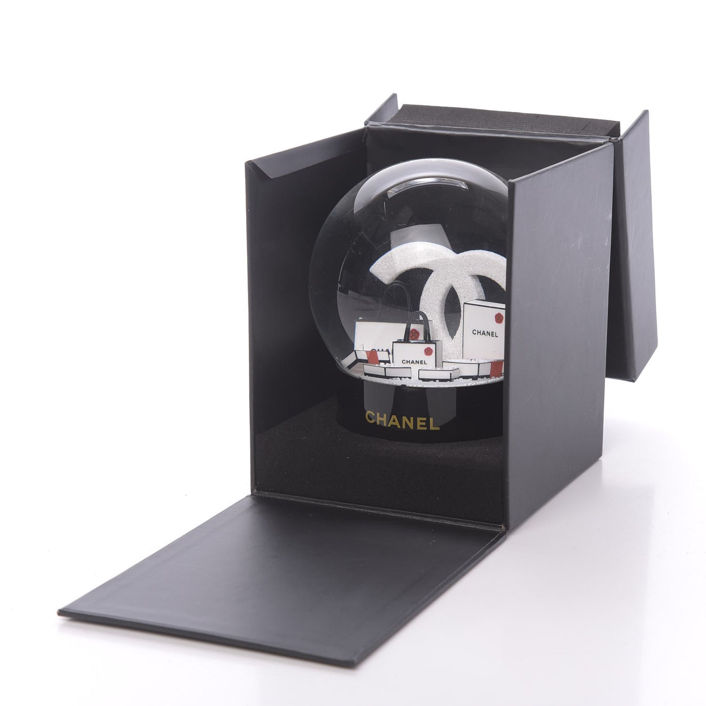 Glass CC Shopping Bag Snow Globe