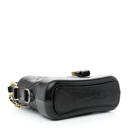 Chanel Aged Calfskin Quilted Small Gabrielle Logo Hobo Black 3 of 9