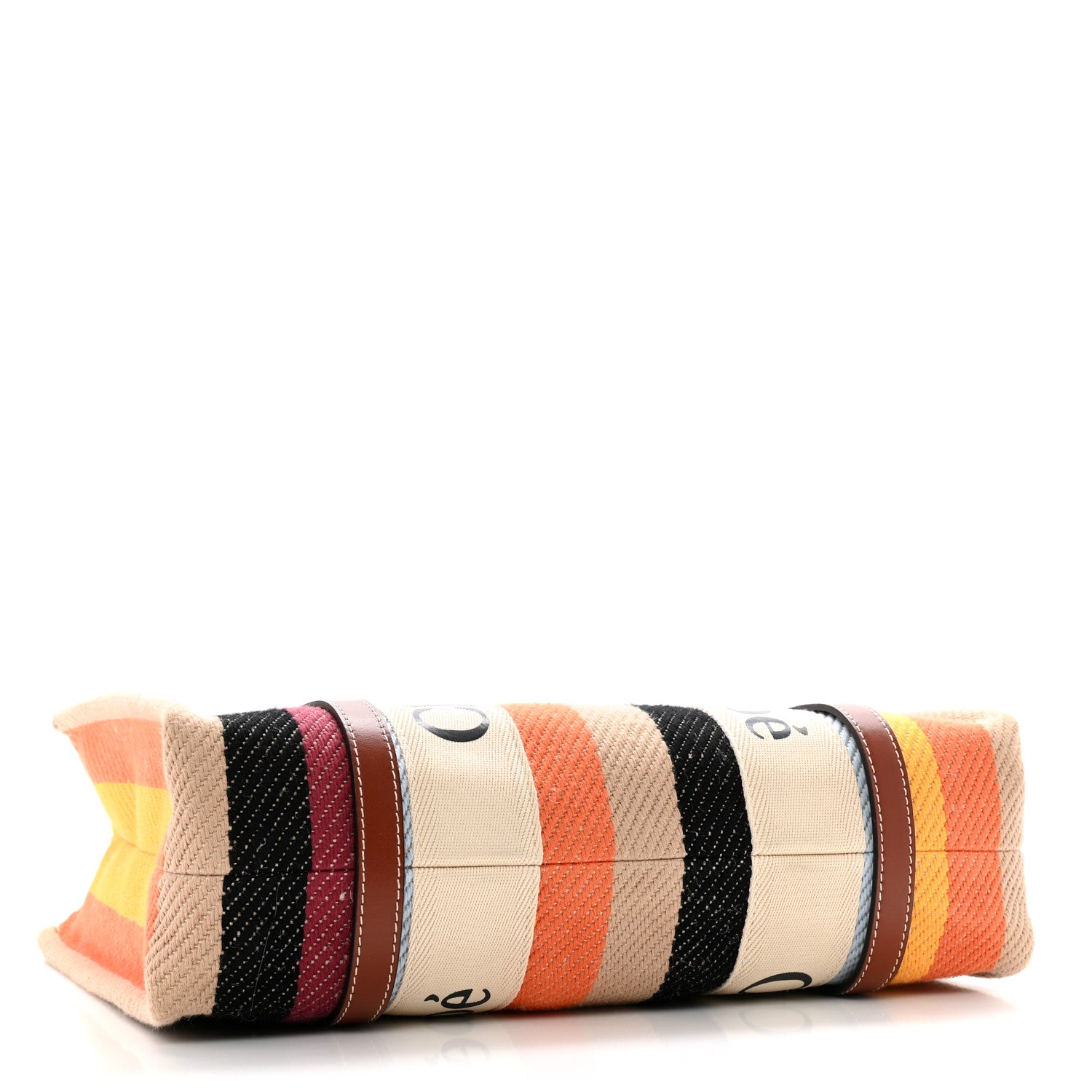 Chloe Cotton Calfskin Medium Woody Striped Tote Multicolor 4 of 11